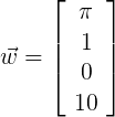 vektor w dalam bentuk vektor kolom